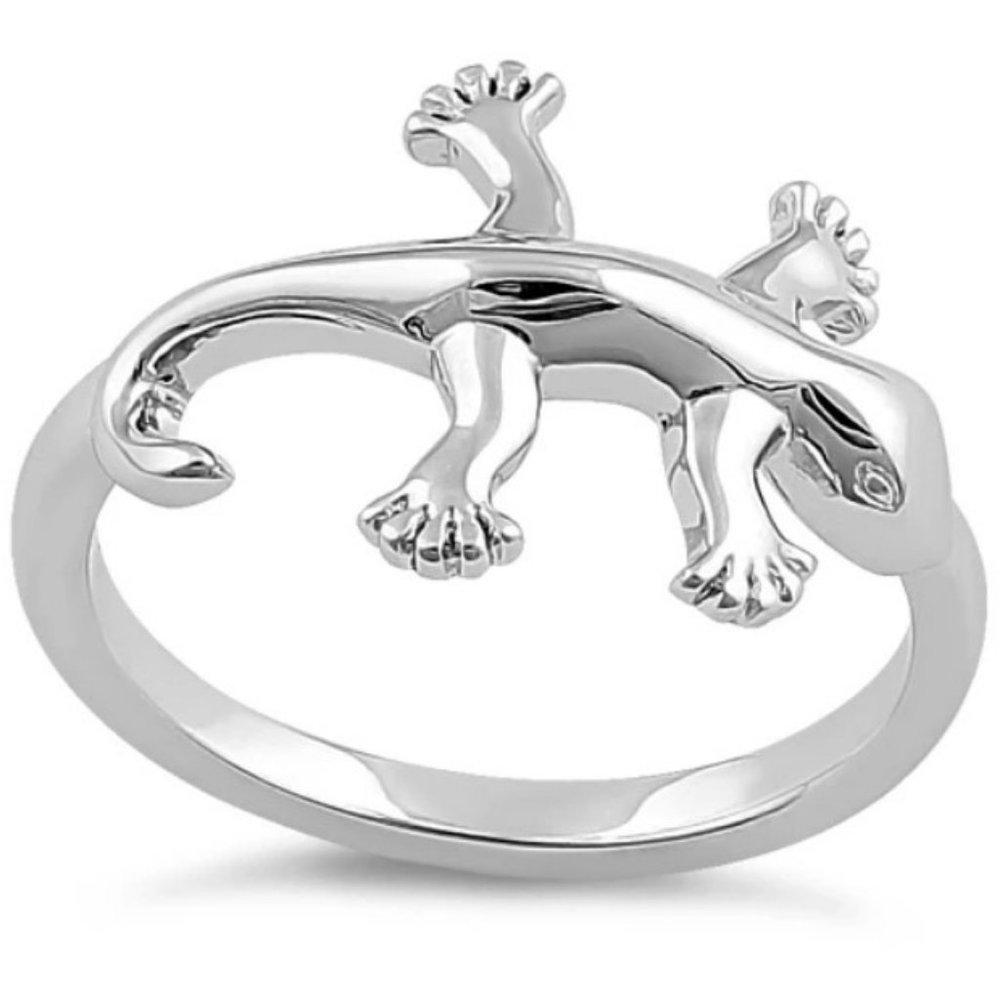 925 STERLING SILVER Gecko Lizard Ring - Picture 12 of 15